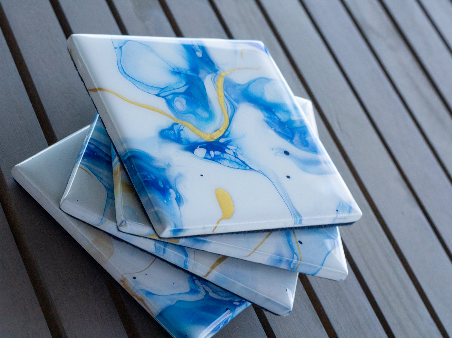 Pure Blue Cosmic Waves Coasters